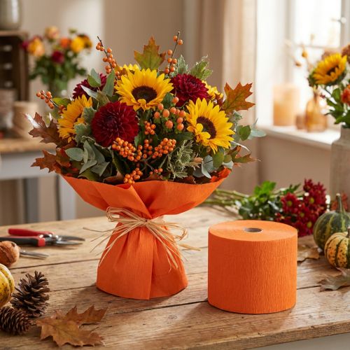 Artikel Floristenkrepppapier Orange 10 cm x 250 cm, 128 g/m², 2 Rollen