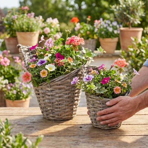 Blumentopf Set Weide Natur Ø12,5cm Ø20cm 2er-Set