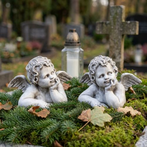 Grabschmuck Engelsbüsten aus Polyresin, 16×10×11,5 cm, 2 Stück | Floristik24.ch