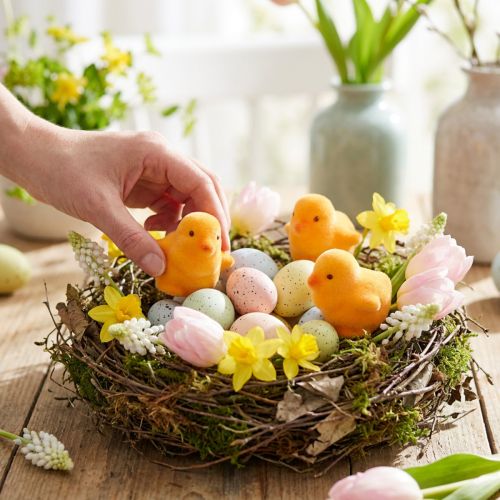 Beflockte Osterküken Kunststoff Gelb Orange 4,5 cm 18 Stück Dekofigur | Floristik24.ch