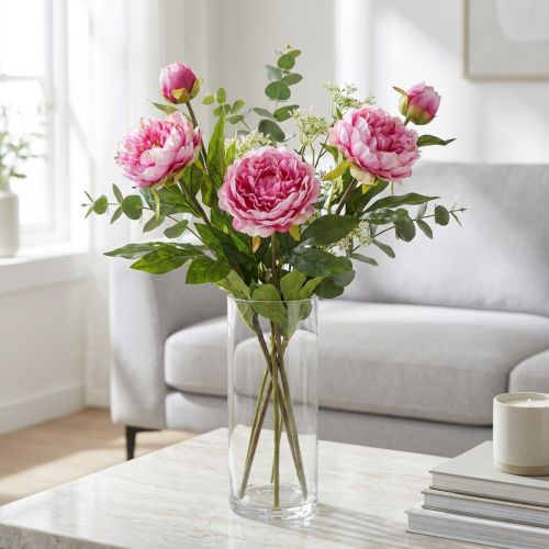 Langstielige künstliche Pfingstrosen Pink 70 cm 3er-Set | Floristik24.ch