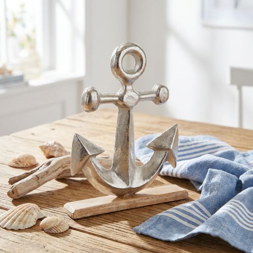 Artikel Deko-Anker aus Metall und Holz in Silber Natur 25,5x5,5x31 cm