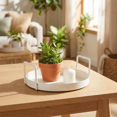 Artikel Pflanzschale aus Metall, rund, Weiss, 18 cm, für Haus und Garten