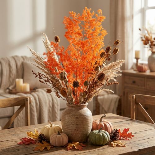 Artikel Trockenblumen Asparagus-Zweig gefärbt orange 65cm 80g