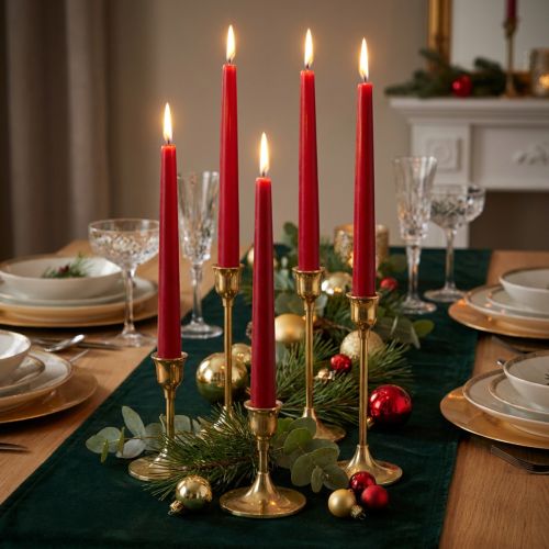 Spitzkerzen aus Wachs 250 x 23 mm Rubinrot, 12er-Set | Floristik24.ch