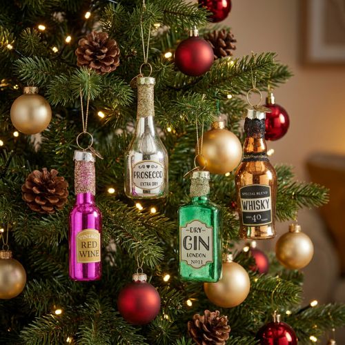 Weihnachtsanhänger Flaschen aus Glas, 7 cm, Sortiert, Set mit 4 Stück | Floristik24.ch