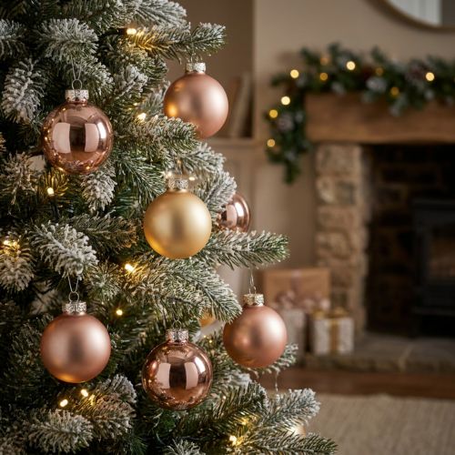 Weihnachtskugeln Glas Gold Rosé Ø 4 cm 24 Stück | Floristik24.ch