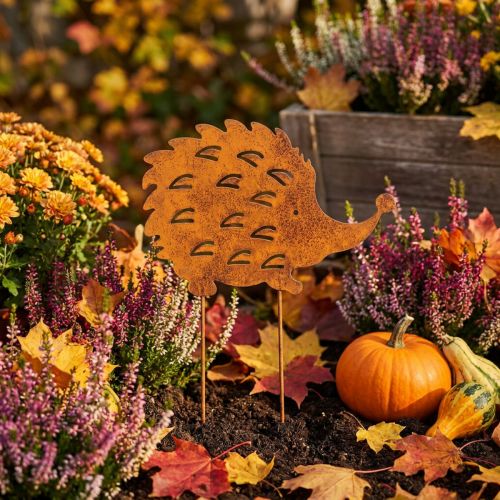 Artikel Gartenstecker Metall Igel Rostoptik 20cm für Aussenbereich