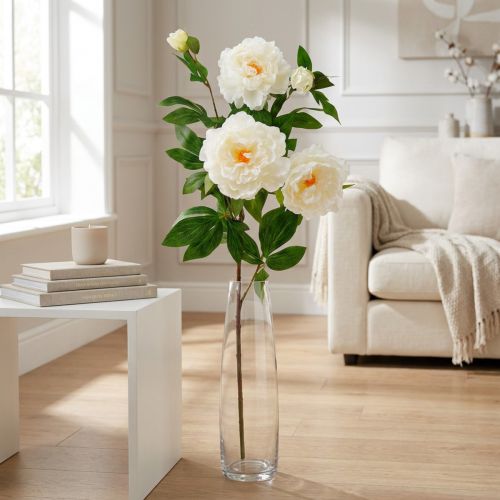 Seidenblume Pfingstrose künstlich Cremeweiss 135 cm | Floristik24.ch