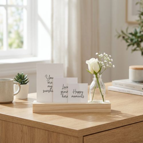 Kartenhalter aus Holz mit Glasvase und Kartenset 25×7,5×12 cm Natur | Floristik24.ch