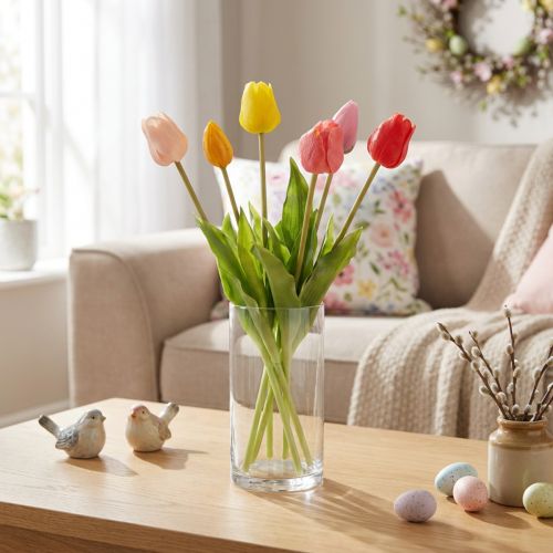 Künstlicher Tulpenstrauss 43 cm mehrfarbig aus Polyester für Wohnraumdekoration | Floristik24.ch
