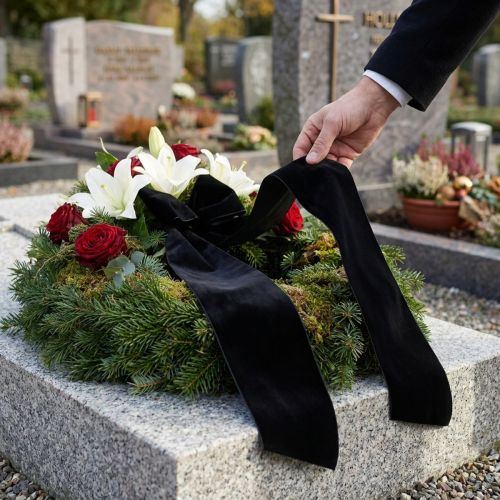Trauerband Veloursband Band Schwarz Breite 100mm 8m | Floristik24.ch