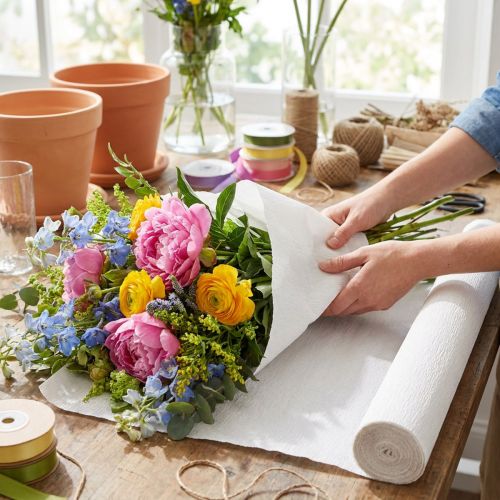 Weisses Floristenkrepppapier Krepp 50x250 cm 5 Rollen für Bastel- und Dekorationsarbeiten | Floristik24.ch