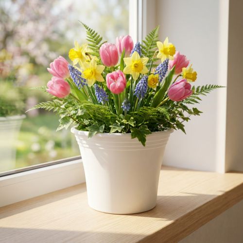 Weisser Kunststoff-Übertopf Ø17cm, H14cm, für Innenpflanzen | Floristik24.ch