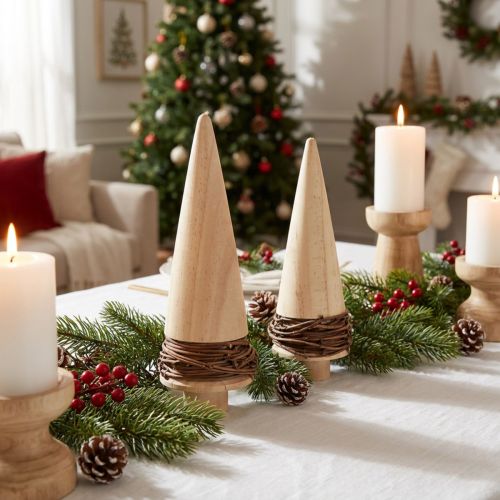 Tannenbäume aus Holz Natur 18 cm 2er-Set | Floristik24.ch