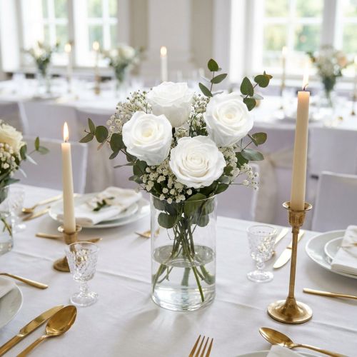 Konservierte Rosen Ø4-4,5cm Weiss 8 Stück | Floristik24.ch