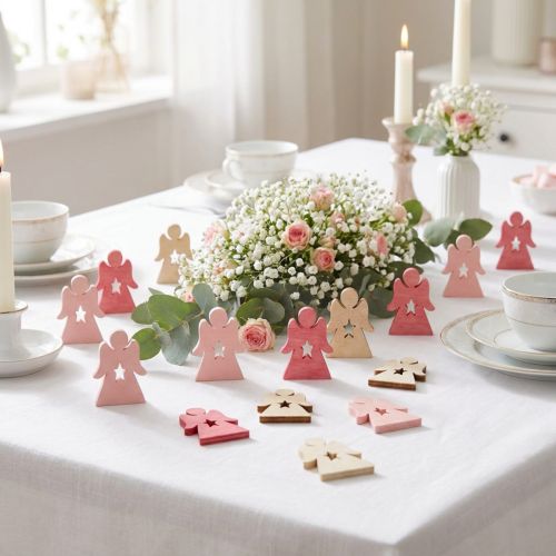 Holzengel Streudeko 4cm Pink Rosa Weiss, 72 Stück | Floristik24.ch