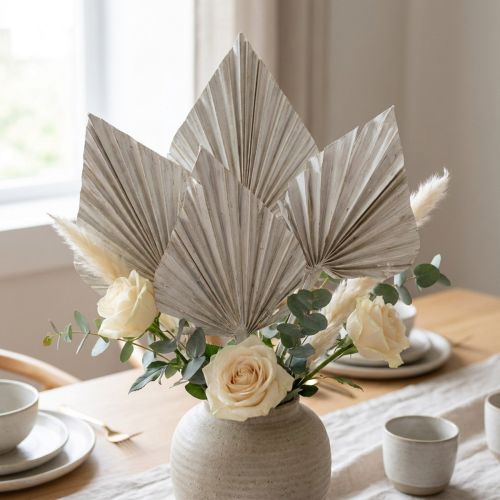 Weissgewaschene getrocknete Palmspear 10–15 cm mit Stiel, 65 Stück | Floristik24.ch