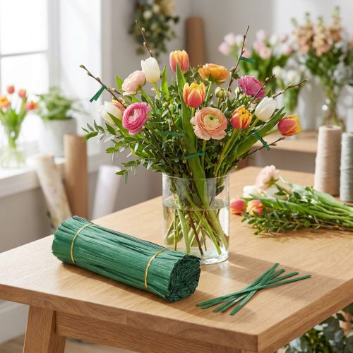 Papierummantelter Bindestreifen Grün 25cm Doppel-Draht 1000 Stück | Floristik24.ch