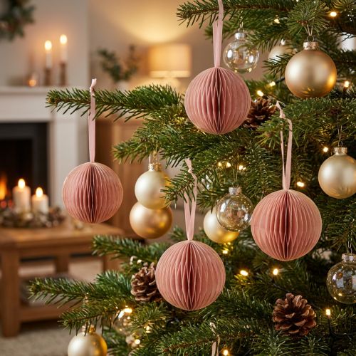 Wabenkugeln Papier Apricot Rosa Ø 7cm 4 Stück Weihnachten | Floristik24.ch