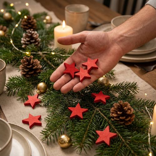 Holzsterne Rot Ø 4 cm 24 Stück Weihnachtsdekoration | Floristik24.ch