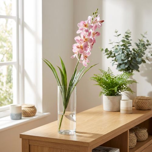 Artikel Künstliche Orchidee Pink-Weiss 73cm aus Kunststoff