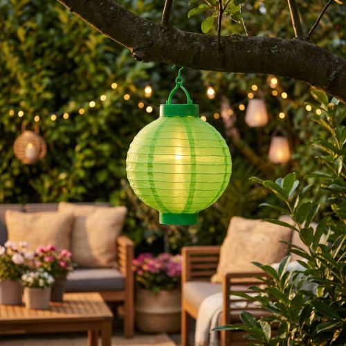 Lampion LED Solarleuchte 20 cm Grün, Nylon | Floristik24.ch