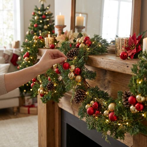 Tannengirlande künstlich 160cm grün-braun mit Zapfen und Schlaufen für Weihnachtsdekoration | Floristik24.ch