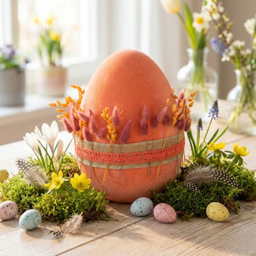 Osterei Dekoration 20cm Kunststoff beflockt Apricot Orange | Floristik24.ch