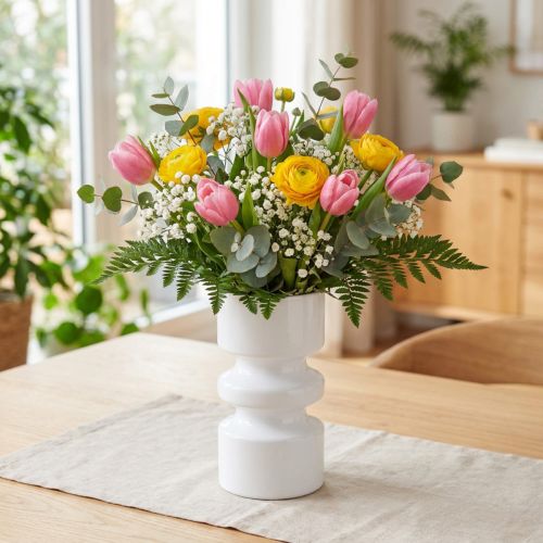 Artikel Metall-Blumenvase Ø9cm H17,5cm Emaille Cremeweiss für Dekorationen