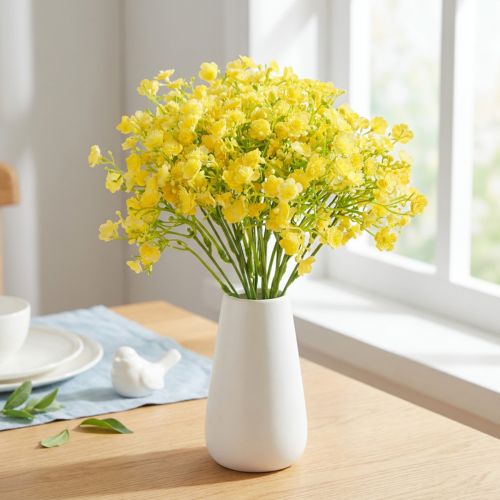 Gypsophila künstlich gelbe Blüten Metallkern 46cm 4 Stiele | Floristik24.ch