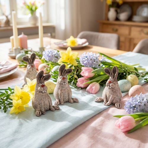 Keramik-Deko Osterhasen Braun-Grau H7cm – Set mit 6 Stk. | Floristik24.ch