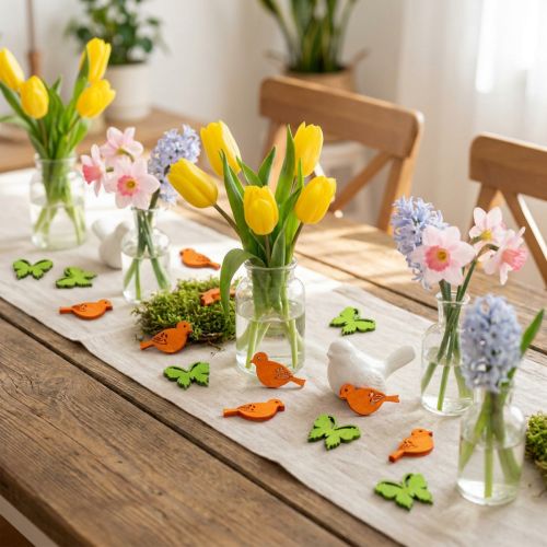 Holz-Streudeko Vögel und Schmetterlinge bunt 2cm 144 Stück für Frühling und Sommer | Floristik24.ch