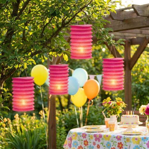 Lampion Zuglaterne aus Papier Pink Ø 10 cm H 13 cm 8 Stück | Floristik24.ch