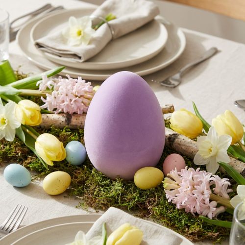 Deko-Osterei aus Kunststoff, 20 cm, Lila, samtig beflockt, für Osterdekorationen | Floristik24.ch