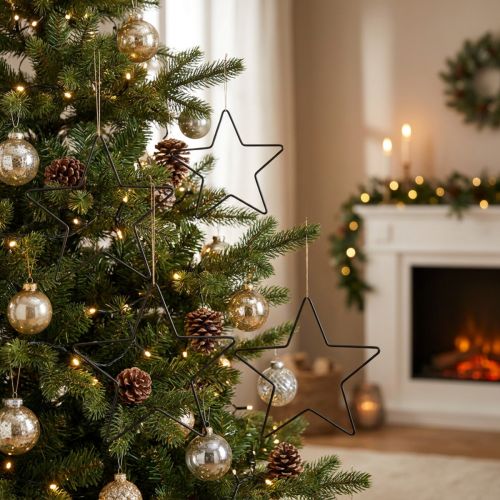 Metallstern Schwarz 20cm für Weihnachtsdekoration, 6 Stück | Floristik24.ch