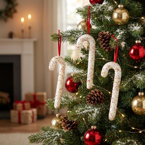Zuckerstangen Hänger Kunststoff Weiss Bunt Glitter 30cm 4er Set | Floristik24.ch
