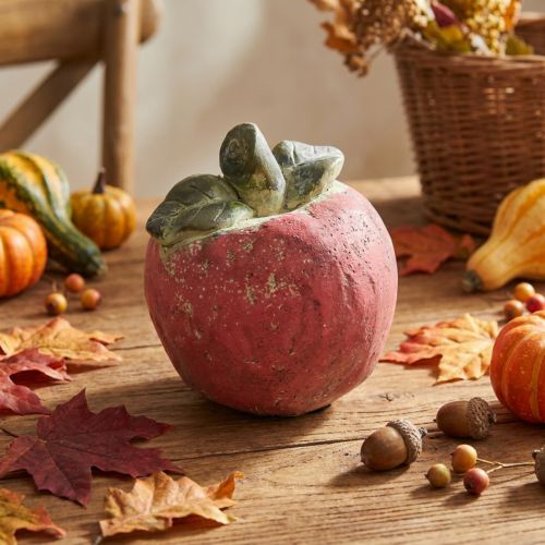 Betonapfel 13cm Rot-Grün-Gelb für Herbstdeko drinnen und draussen | Floristik24.ch