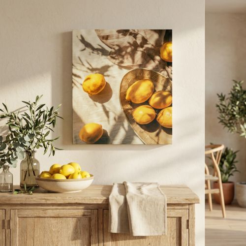 Artikel Wandbild Zitronenmotiv Holzrahmen 40x60cm Naturfarben Wohnzimmerdekoration