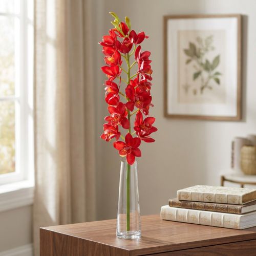 Orchidee Cymbidium Künstlich 78 cm Rot-Gelb | Floristik24.ch