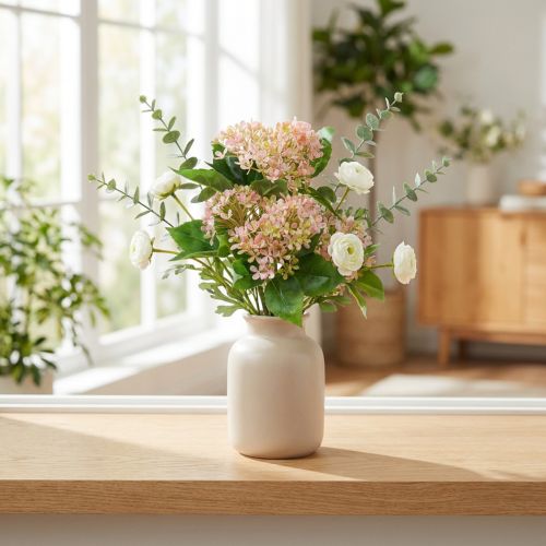 Schneeballbusch künstlich Rosa Grün Weiss 49cm Kunststoff | Floristik24.ch
