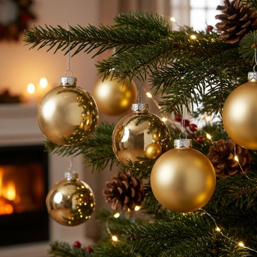 Christbaumkugeln aus Glas in Gold, Ø 7,5 cm, H 8,5 cm, 12 Stück, matt und glänzend | Floristik24.ch