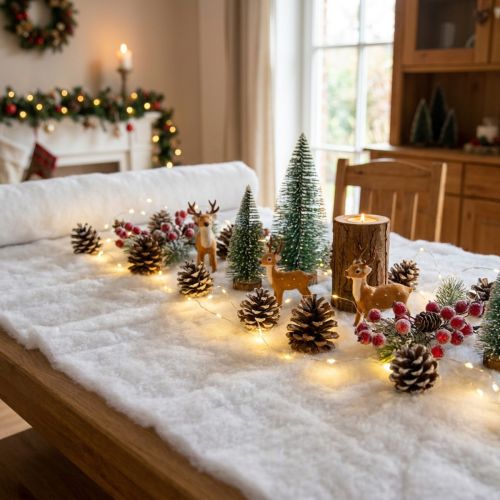 Schneematte aus Polyester 600×45 cm Weiss für saisonale Dekoration | Floristik24.ch