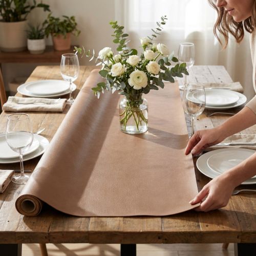 Artikel Kunstleder Tischband Braun 33cm x 1,35m Dekostoff für Basteln und Tischdeko
