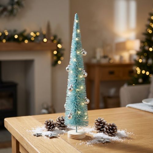 Tannenbaum Kunstbaum schlank 40cm türkis mit Holzfuss | Floristik24.ch