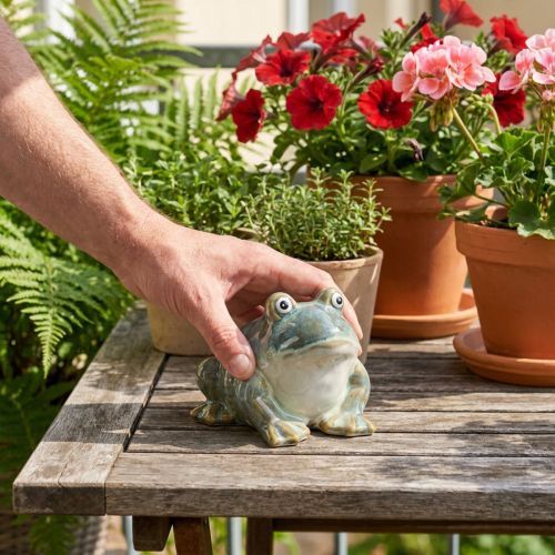 Keramikfigur Frosch 12cm Grün für Sommerdekoration und Zuhause | Floristik24.ch