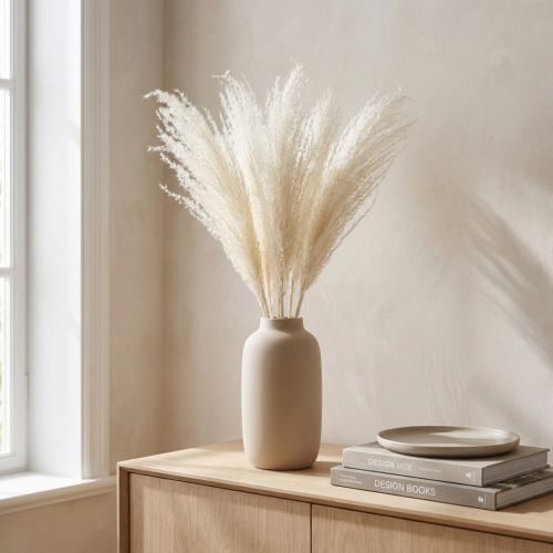 Trockenblumen Silbergras Weiss 70cm Natürliche Dekoration Innenbereich 10 Stück | Floristik24.ch