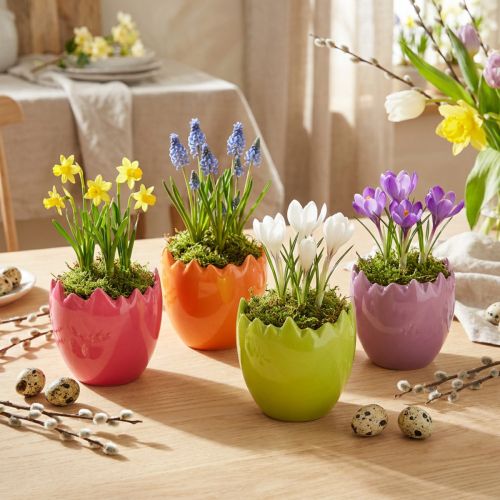 Artikel Mini Blumentopf Osterei Keramik Pastellfarben 8,5 cm – 4er Set
