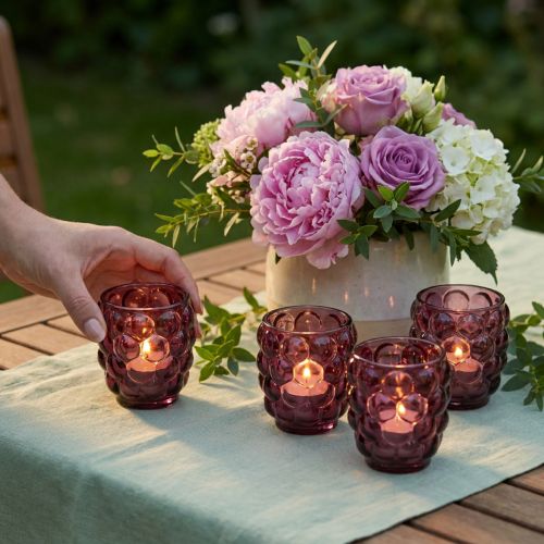 Windlicht Glas Teelichthalter Berry Ø9cm H9,5cm Set 4 Stück für Innen- und Aussenbereich | Floristik24.ch