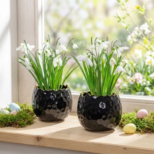 Artikel Keramik-Pflanztopf Ei-Design Schwarz Ø10cm H8cm 2er-Set